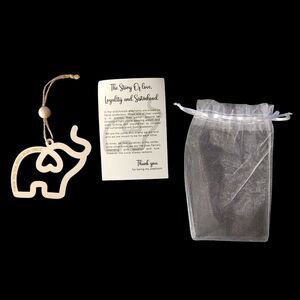 Natural Wood Elephant Hanging Decor Ornament Gift Set Sisterhood Friendship Love
